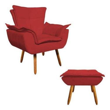 Imagem de Kit Poltrona + Puff Opala Consultório Suede Vermelho - King Lar