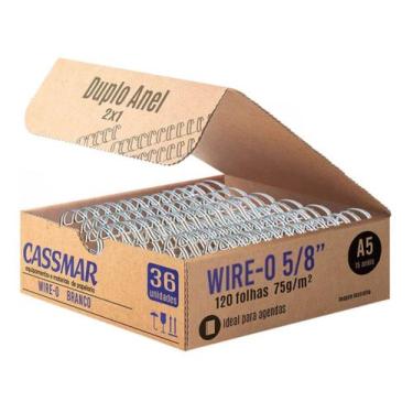 Imagem de Wire-o para Encadernação A5 5/8 2x1 para 120fls Branco 36un - Cassmar