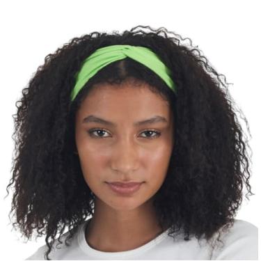 Imagem de Bandanas femininas elásticas torcidas, cor sólida, antiderrapante para ioga, treino, corrida (verde-limão, tamanho 1)