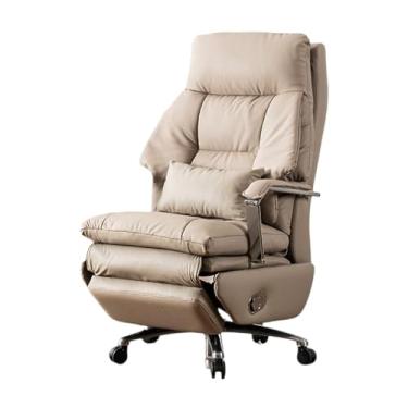 Imagem de YAYAOVP-24927 Cadeira de escritório premium para móveis com função reclinável, cadeira executiva de computador de couro legítimo, suporte para as costas