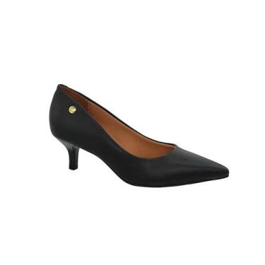 Imagem de Sapato Scarpin Feminino Bico Fino Salto Baixo Vizzano 1122828, Preto, 