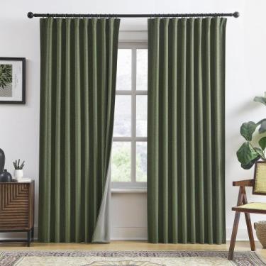 Imagem de Cortinas RAIN CITY Verde oliva escuro Blackout Linen 203x203cm