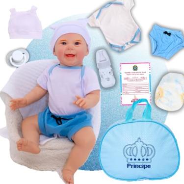 Imagem de Bebê Reborn Mayze Menino Realista em Silicone com Bolsa Maternidade e Roupa Temática 50 cm (MICKEY)