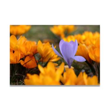 Imagem de Arte em tela roxa em amarelo vibrante pôr do sol Valley – Impressão de natureza fresca para sala de estar 20 x 30 cm sem moldura