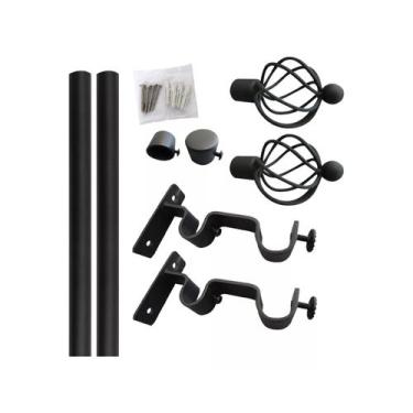 Imagem de Conjunto de barras de cortina dupla preta 200cm - S4969 - Lightbek Off