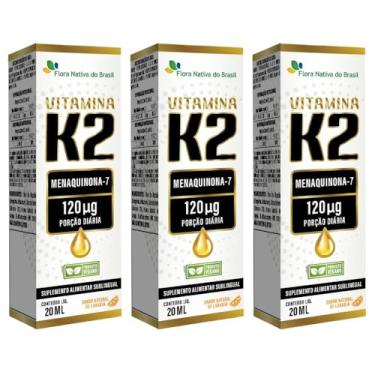 Imagem de KIT 3X Vitamina K2 em gotas (Menaquinona-7) 120mcg 20ml - Flora Nativa