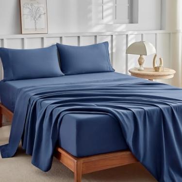 Imagem de Jogo de cama Queen com bolso extra profundo – Jogo de cama de microfibra ultramacia de 4 peças, lençol de elástico Queen de luxo com bolso lateral duplo - sem rugas, desbotamento, respirável (Queen