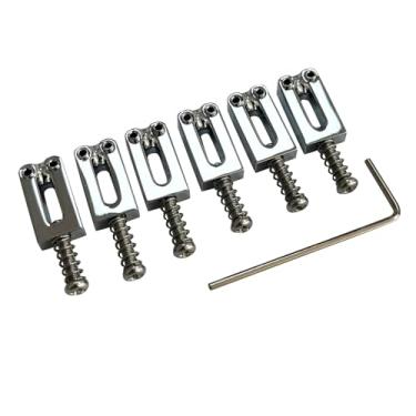 Imagem de OVSAL Selas de ponte de guitarra 10,5 mm selas de guitarra elétrica de liga de zinco selas de ponte tremolo para Fender Strat St Tele Telecaster 6 cordas peças de reposição para guitarra elétrica