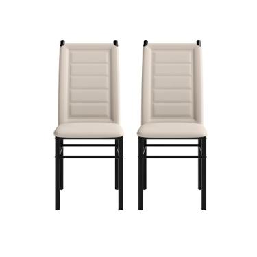 Imagem de Conjunto de 2 Cadeiras de Jantar Tokio, Tubo Preto, Courvin, Sala de Jantar (Preto/Off White)