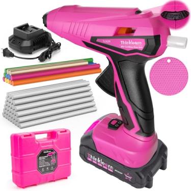 Imagem de Pistola de cola quente sem fio – Pistola de cola quente de ajuste de temperatura de 20 V com 43 peças de bastões de cola quente de tamanho completo, conjunto de pistola de cola de aquecimento rápido