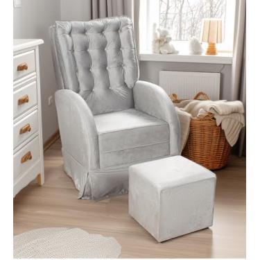 Imagem de Poltrona Amamentação Ana Clara Balanço com Puff - Veludo