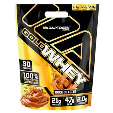 Imagem de Gold Whey 900g Sabor: Doce de Leite Refil Adaptogen - Ganho de Massa Muscular Proteina Concentrada - Adaptogen