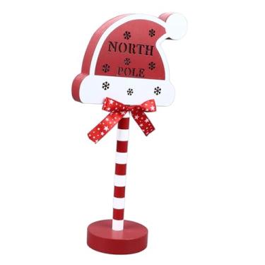 Imagem de TOPINCN LED Papai Stop Here Tree Topper Wooden Christmas Sign Decor Com Luzes Quentes para Decorações de Festas de Jardim de Quintal de Férias (Hat 15x8.5x30.5cm)