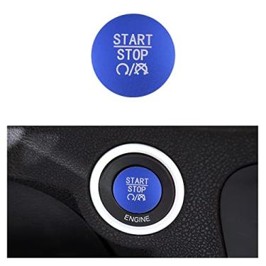 Imagem de LECART Capa de botão Start Stop adequada para Jeep Grand Cherokee 2024-2014, adesivo de acabamento de botão de ignição sem chave azul, acessório interior automotivo