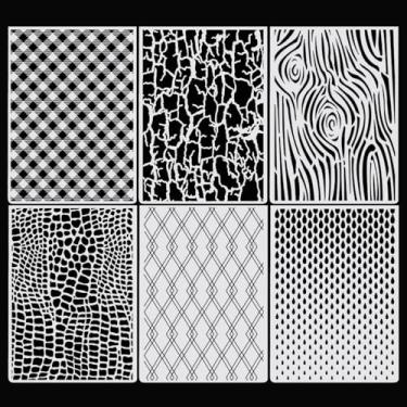 Imagem de 6 pastas de relevo de fundo geométrico para fazer cartões, modelos de máquina de gravação em relevo, pasta de papel em relevo, modelo de estêncil de plástico para álbum de fotos de scrapbook