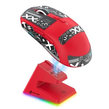 Imagem de Mouse para jogos ATTACK SHARK X6 49 g Superlight sem fio com base de carregamento RGB magnética, mouse ultraleve PixArt PAW3395, 26000DPI, BT/2,4G/mouse com fio, fita adesiva, bateria de 200 horas