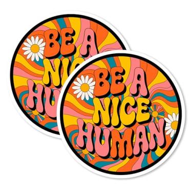 Imagem de Be a Nice Human Magnet 10 cm, 2 unidades, mensagem positiva inspiradora – Ímãs decorativos de vinil forte para armário de geladeira cozinha escritório – fofa divertida estética legal durável e
