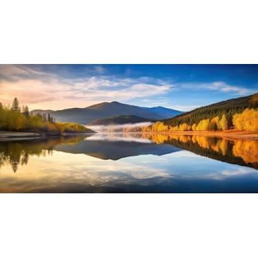 Imagem de Quadro Decorativo com Estampa Lake Trees And Mountains 50 x 50 Papel 3 unidades