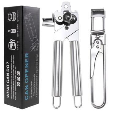 Imagem de Abridor de pote ajustável de aço inoxidável e conjunto de abridor de lata manual magnético - abridores multifuncionais para mãos fracas, idosos com artrite, abridores de jarras, garrafas e tampas de