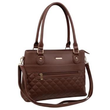 Imagem de Bolsa De Ombro e Transversal Duas Divisórias Clássica Elegante Prática Dia a Dia Trabalho Faculdade Viagem (Marrom)