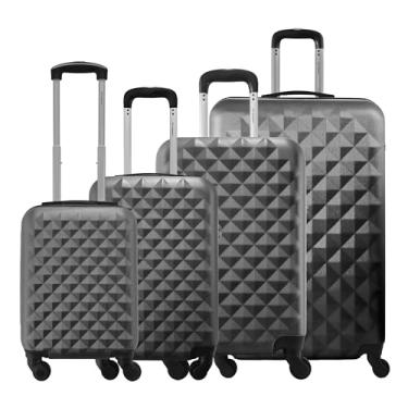Imagem de Kit 4 Malas Rígidas de ABS 360° 8kg 10kg 23kg e 32kg com Cadeado Gladiador Diamond D1C4 (Grafite)