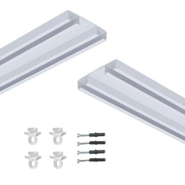 Imagem de Trilho Suíço Duplo 79mm Alumínio Branco Tamanhos Variados Teto/Sanca(4,00 MTS)