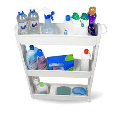 Imagem de Carrinho Organizador Multiuso 3 Prateleiras, com Rodinhas, para Manicure, Banheiro, Lavanderia e Cozinha,(branco)
