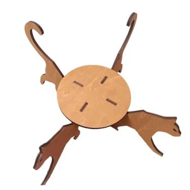 Imagem de Bothyi Suporte para plantas com silhueta de gato, suporte para vasos de flores, decorativo de canto, prateleira de madeira para vasos de plantas de hotel, Marrom