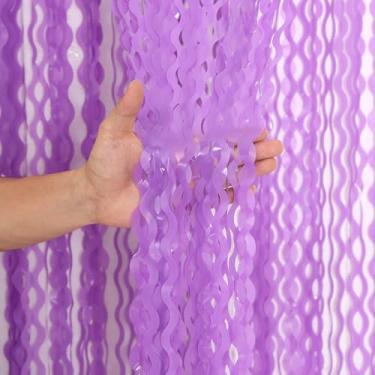 Imagem de CYLMFC Pacote com 4 cortinas onduladas roxas metálicas com franja de folha de alumínio - 8,5 x 1,6 m, cortina de papel alumínio, decoração de Halloween, decoração de festas de fim de ano, decorações