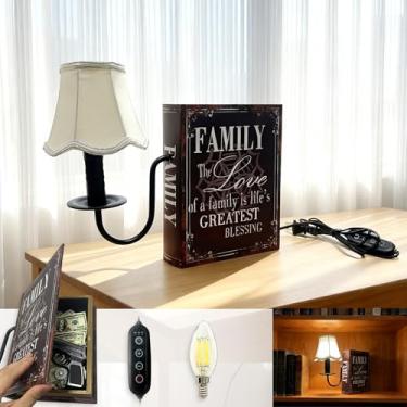 Imagem de Lâmpada de estante com lâmpada e persiana – função de 3 níveis regulável e temporizador, lâmpada de prateleira de livros plug-in com espaço de armazenamento, base de mármore literária para biblioteca