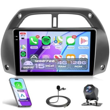 Imagem de Rádio veicular 4 núcleos 4G + 128G Android 15 para Toyota RAV4 2001-2006, Rimoody Car Stereo Wireless Carplay Andorid Auto Mirror Link 22 polegadas INCELL tela sensível ao toque GPS WiFi Bluetooth 5.0