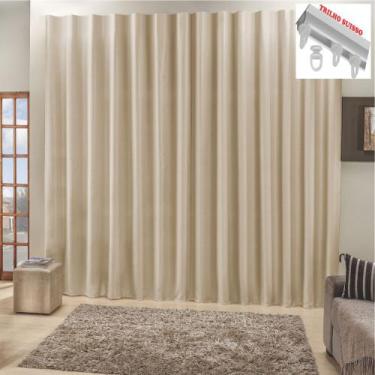 Imagem de Cortina Top Chick 3 Metros Sala Quarto Tecido Ráfia Trilho Suisso - Be