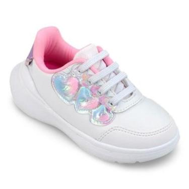 Imagem de Tênis Infantil Menina Pampili Sky Coração Holográfico Branco-Feminino