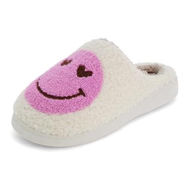 Imagem de MIA Pantufas femininas Cozi de pelúcia para uso interno/externo – forro macio de pele sintética, cabedal de tecido felpudo, sola antiderrapante leve, Coração rosa, 37