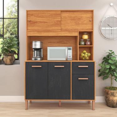 Imagem de Cozinha Compacta 5 Portas 174cm X 120cm Pérola Cinamomo/Grafite