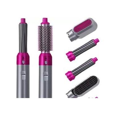 Imagem de Escova Modeladora 5 em 1 Secadora Chapinha Modelador de Cachos Escova Elétrica - 110v