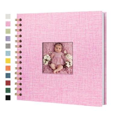 Imagem de Álbum de fotos de álbum de recortes Yopih Linen 20 folhas 8x8in