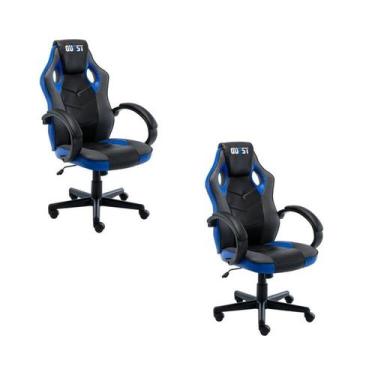 Imagem de Kit 2 Cadeiras Gamer Giratória Regulavel Quest - Fratini Móveis