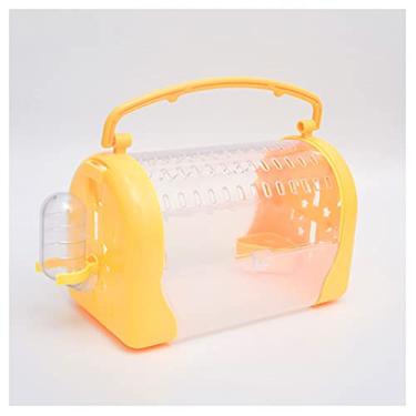 Imagem de YAYA2021-SHOP Gaiola para pássaros, passeio panorâmico, gaiola de pássaro, papagaio, gaiola, portátil, transparente, pele de tigre, ninho de pássaro canário (cor: amarelo)