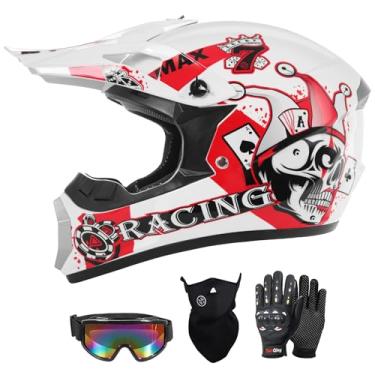 Imagem de SPARK Capacete de motocross infantil DOT Youth Dirt Bike Capacetes - Rosto inteiro, leve e respirável para bicicleta elétrica off-road BMX MX ATV (com máscara de óculos de luvas), conjunto de 4 peças