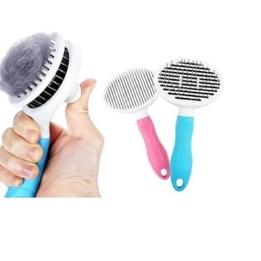 Imagem de Escova Pente Plástico Ferro Para Pentear e Remover Tirar Pelos Dos Pets Cães E Gatos(1,azul)