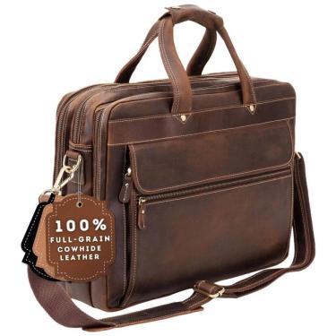 Imagem de Bolsa, Pasta de Couro Masculina para Laptop, LUXORRO, Marrom