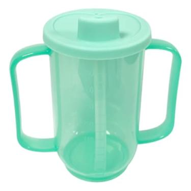 Imagem de predolo Copo com canudo para idosos com 2 alças, fácil de usar, profissional, prático, durável, portátil, 350ml, com tampa, copo premium para beber, Style C