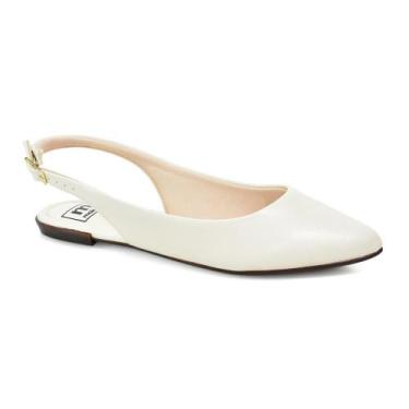 Imagem de Sapato Feminino Moleca Sling Casual Branco Confortável, Branco, Off, 3