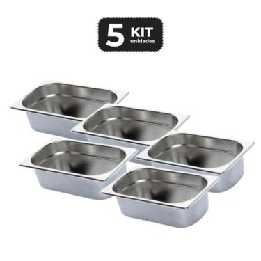 Imagem de Kit 5 cuba sem alca inox 1/4 gn 65 para buffet - Chef Line