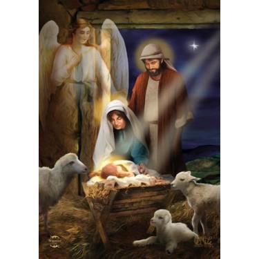 Imagem de Briarwood Lane Bandeira do Jardim de Natal da Sagrada Natividade Jesus Religioso 31,8 cm x 45,7 cm