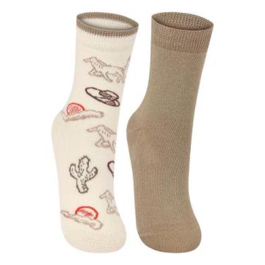 Imagem de Kit 2 meias lupo com cano médio ref:2630 menino, Branco, Bege, 24/9