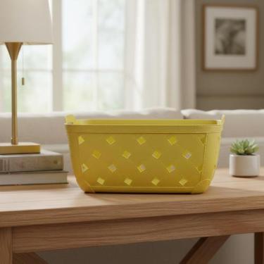 Imagem de Cesto Organizador Multiuso Para Banheiro Cozinha Decorativo, Amarelo