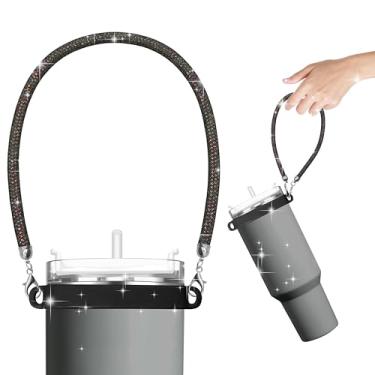 Imagem de Alça de glitter para acessórios Stanley Cup - Suporte de copo Diamond Stanley com alça para garrafa de água brilhante (Roxo)