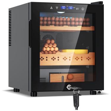 Imagem de Umidor para Charutos Tylza 50 Litros: Controle de Umidade e Temperatura, Cedro Espanhol, Bloqueio de Segurança, Capacidade para 360 Unidades